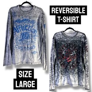 Affliction Mens Sz Large Reversible T Shirt Moto Y2K Grunge Streetwear Edgy Goth